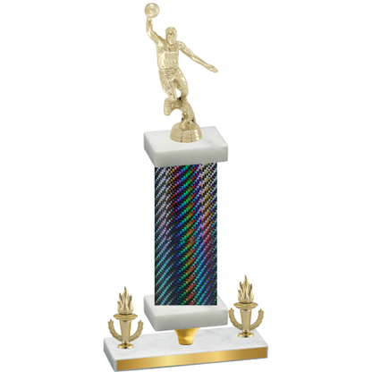 Premium Single Black Carbon Fiber Victory Basketball Trophy
