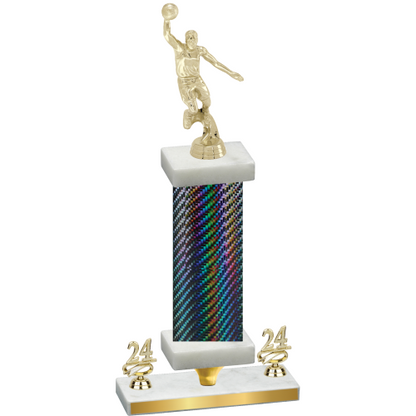 Premium Single Black Carbon Fiber Year Basketball Trophy
