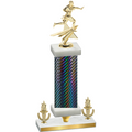 Premium Single Black Carbon Fiber Victory Flag Football Trophy