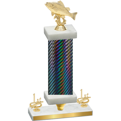 Premium Single Black Carbon Fiber First Place Fishing Trophy