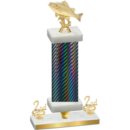 Premium Single Black Carbon Fiber Second Place Fishing Trophy