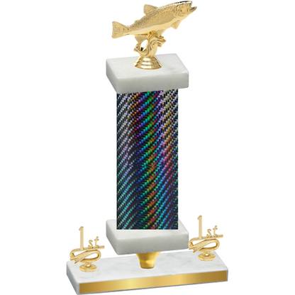 Premium Single Black Carbon Fiber First Place Fishing Trophy