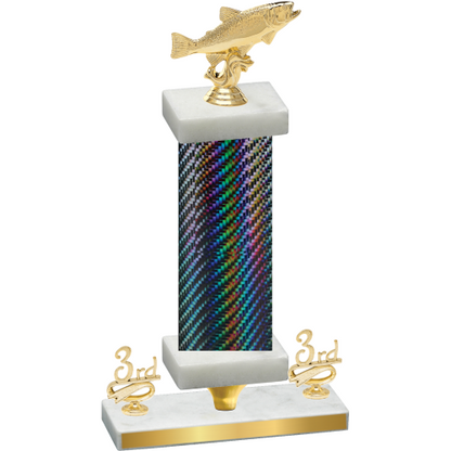 Premium Single Black Carbon Fiber Third Place Fishing Trophy