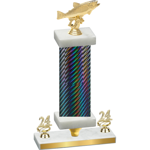 Premium Single Black Carbon Fiber Year Fishing Trophy