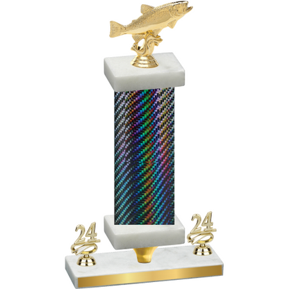 Premium Single Black Carbon Fiber Year Fishing Trophy