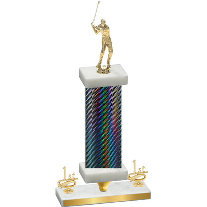 Premium Single Black Carbon Fiber First Place Golf Trophy