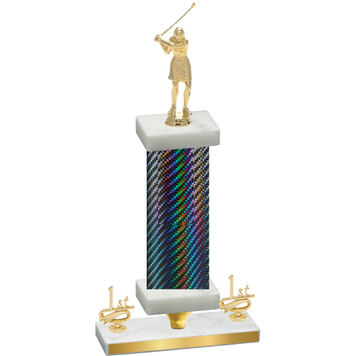 Premium Single Black Carbon Fiber First Place Golf Trophy