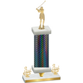 Premium Single Black Carbon Fiber Third Place Golf Trophy