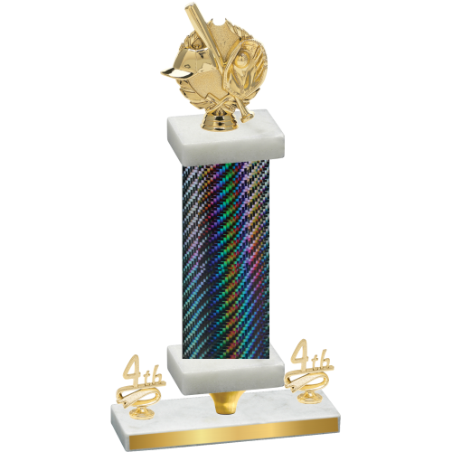 Premium Single Black Carbon Fiber Fourth Place Baseball Trophy
