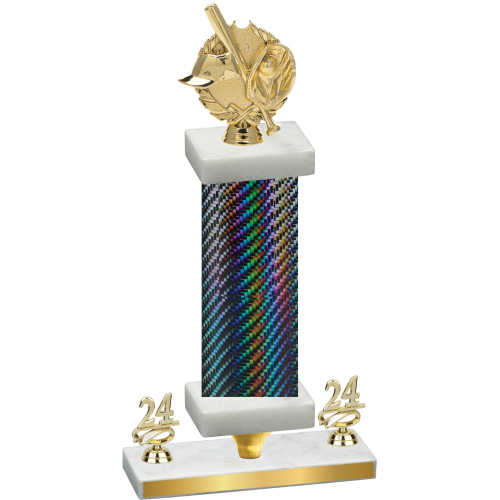 Premium Single Black Carbon Fiber Year Baseball Trophy