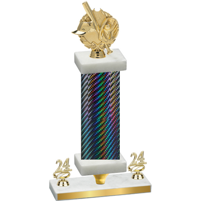 Premium Single Black Carbon Fiber Year Baseball Trophy
