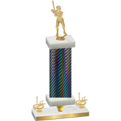 Premium Single Black Carbon Fiber First Place Baseball Trophy