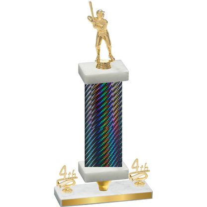 Premium Single Black Carbon Fiber Fourth Place Baseball Trophy