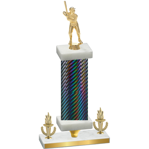 Premium Single Black Carbon Fiber Victory Baseball Trophy
