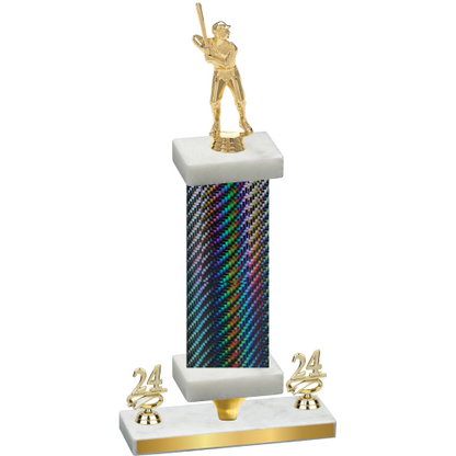 Premium Single Black Carbon Fiber Year Baseball Trophy
