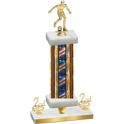 Premium Single Flag USA Second Place Soccer Trophy