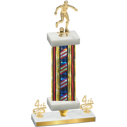 Premium Single Flag USA Fourth Place Soccer Trophy