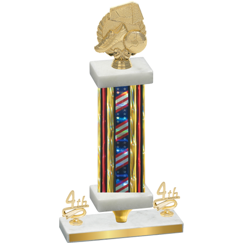 Premium Single Flag USA Fourth Place Soccer Trophy
