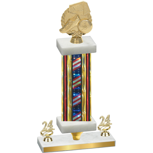 Premium Single Flag USA Year Soccer Trophy