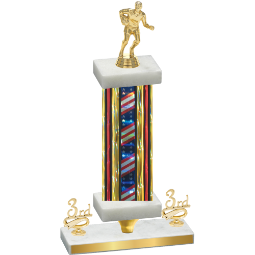 Premium Single Flag USA Third Place Rugby Trophy
