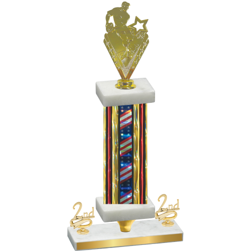 Premium Single Flag USA Second Place Rugby Trophy