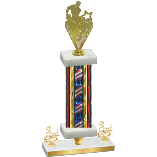Premium Single Flag USA Third Place Rugby Trophy