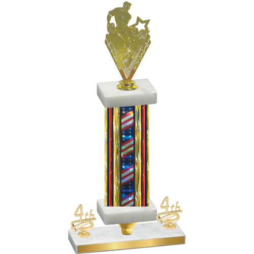 Premium Single Flag USA Fourth Place Rugby Trophy