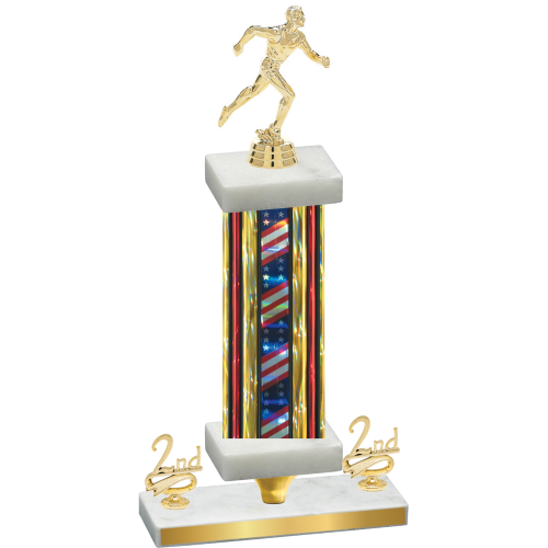 Premium Single Flag USA Second Place Running Trophy