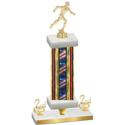 Premium Single Flag USA Second Place Running Trophy