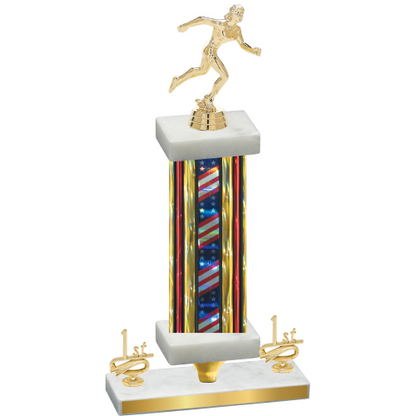 Premium Single Flag USA First Place Running Trophy