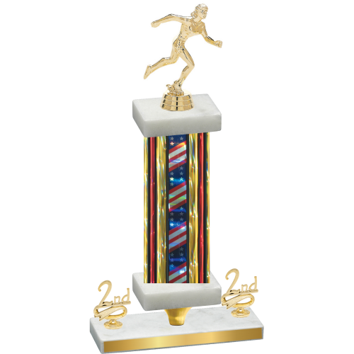Premium Single Flag USA Second Place Running Trophy