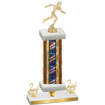 Premium Single Flag USA Second Place Running Trophy