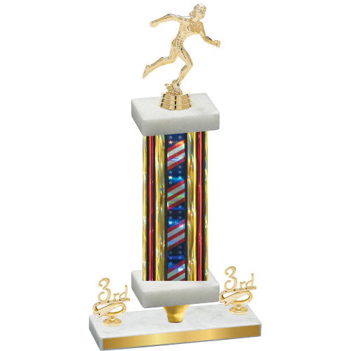 Premium Single Flag USA Third Place Running Trophy