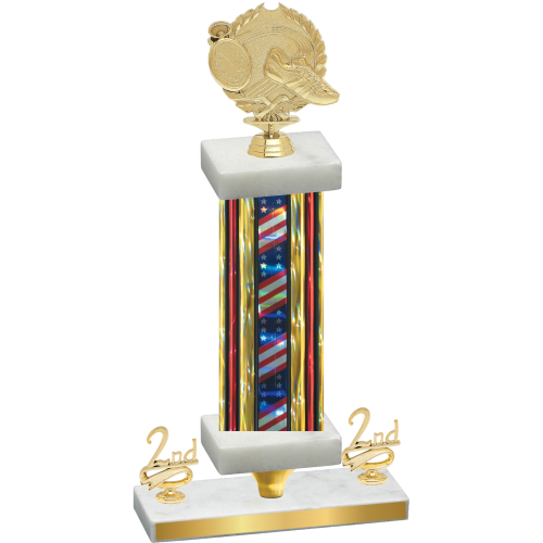 Premium Single Flag USA Second Place Running Trophy