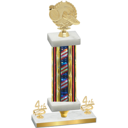Premium Single Flag USA Fourth Place Running Trophy