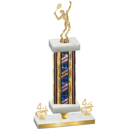 Premium Single Flag USA Fourth Place Tennis Trophy