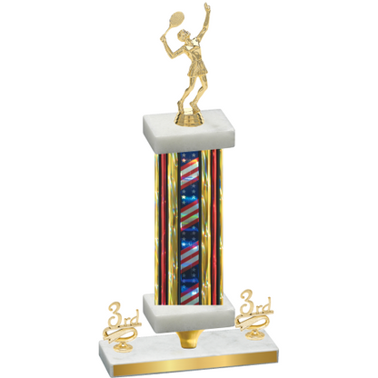 Premium Single Flag USA Third Place Tennis Trophy