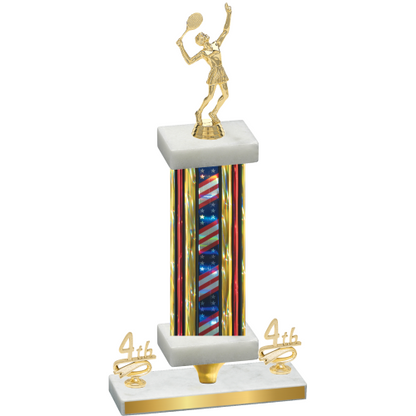 Premium Single Flag USA Fourth Place Tennis Trophy