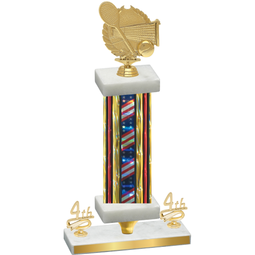 Premium Single Flag USA Fourth Place Tennis Trophy