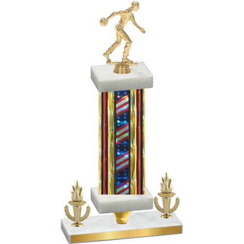 Premium Single Flag USA Victory Bowling Trophy