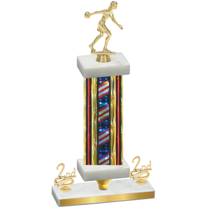 Premium Single Flag USA Second Place Bowling Trophy