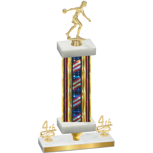 Premium Single Flag USA Fourth Place Bowling Trophy