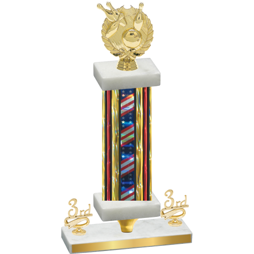 Premium Single Flag USA Third Place Bowling Trophy