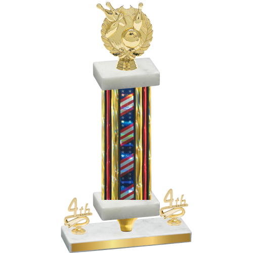 Premium Single Flag USA Fourth Place Bowling Trophy