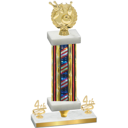 Premium Single Flag USA Fourth Place Bowling Trophy