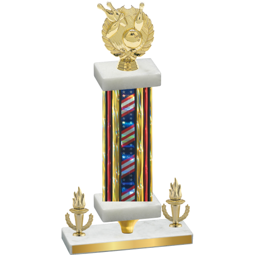 Premium Single Flag USA Victory Bowling Trophy