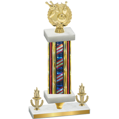Premium Single Flag USA Victory Bowling Trophy