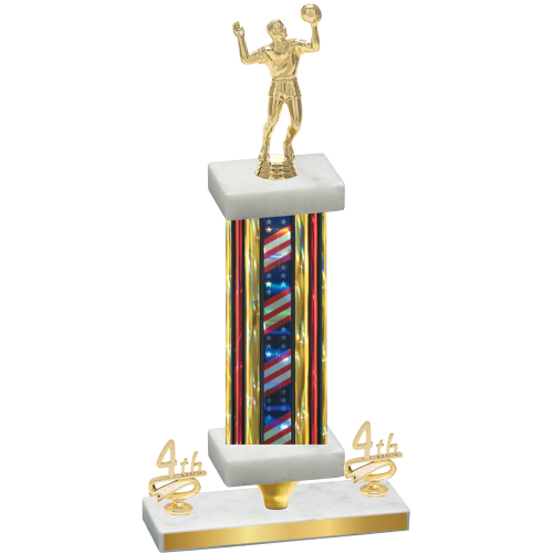 Premium Single Flag USA Fourth Place Volleyball Trophy