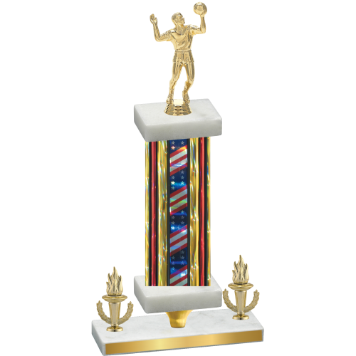 Premium Single Flag USA Victory Volleyball Trophy