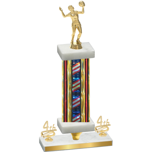 Premium Single Flag USA Fourth Place Volleyball Trophy